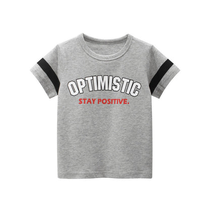 Baby Boy Letters Print Color Matching Design Short-Sleeved Novelty T-Shirt In Summer