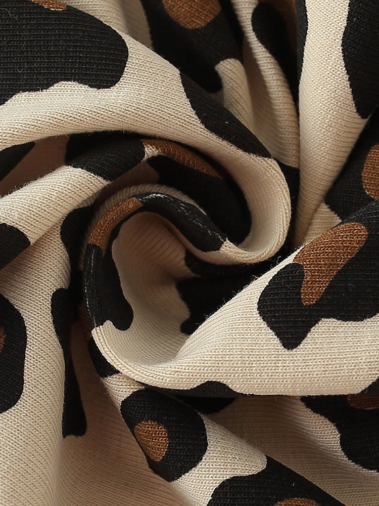 Summer Baby Kids Girls Leopard Cartoon Print T-Shirt And Pants Clothing Set-2