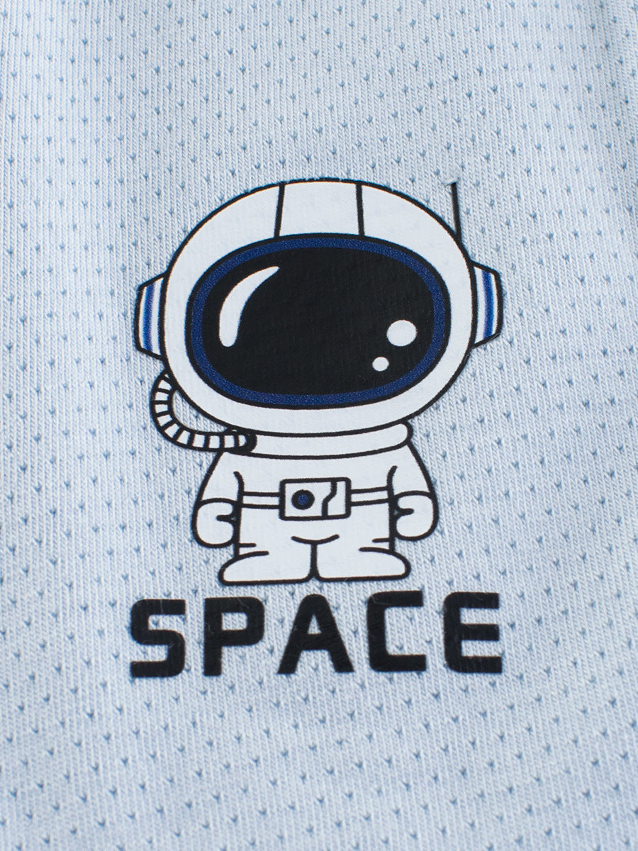 Boys’ Simple Astronaut Cartoon Printed Boxer Shorts Breathable Underwear Set