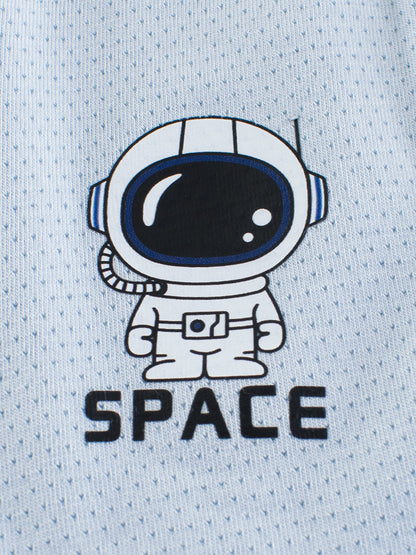 Boys’ Simple Astronaut Cartoon Printed Boxer Shorts Breathable Underwear Set