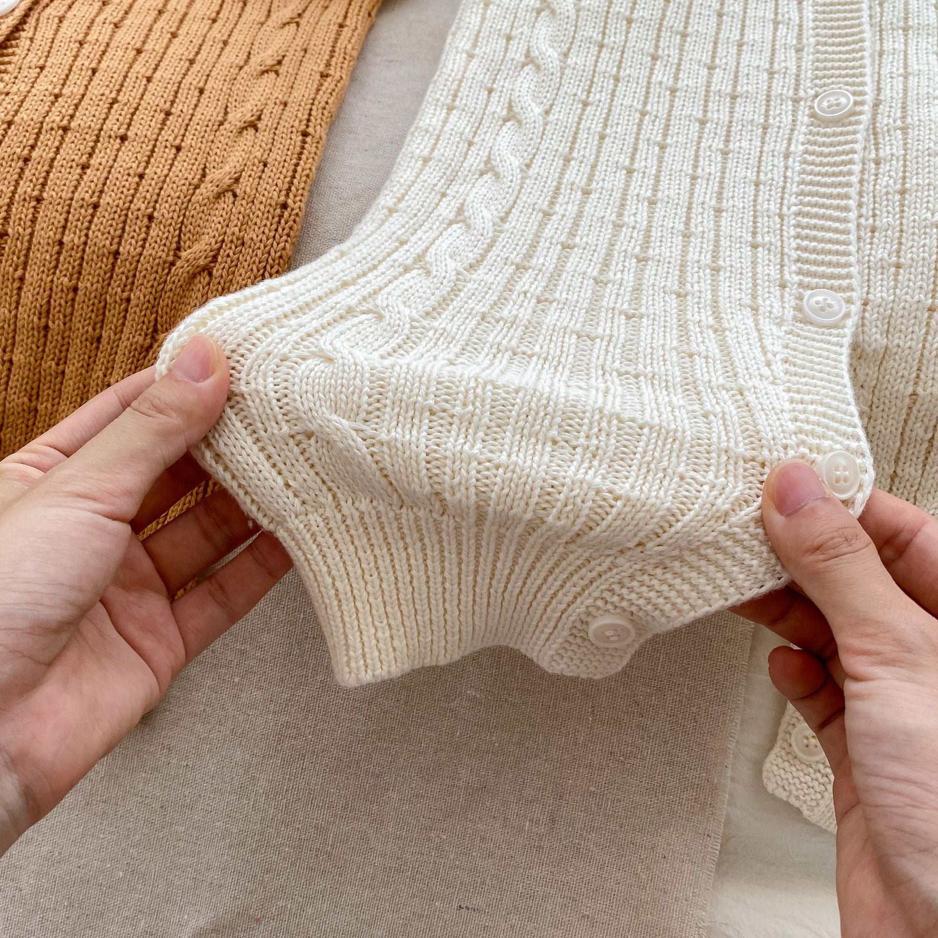 Autumn Infant Baby Unisex Solid Knit Sweaters Long Sleeve Romper Include Little Bear-3