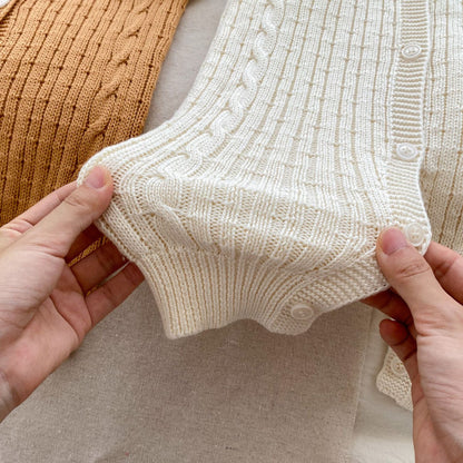 Autumn Infant Baby Unisex Solid Knit Sweaters Long Sleeve Romper Include Little Bear-3