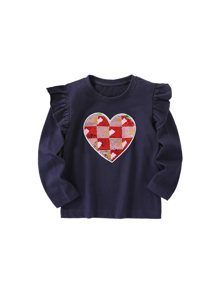 Baby Girl In New Autumn Cartoon Pattern Crewneck Casual Shirts
