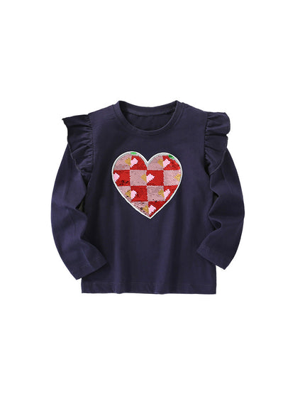 Baby Girl In New Autumn Cartoon Pattern Crewneck Casual Shirts