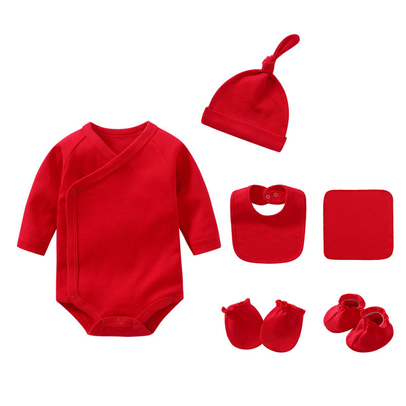 Newborn Solid Color Cotton Bodysuit Thin Style Sets-6