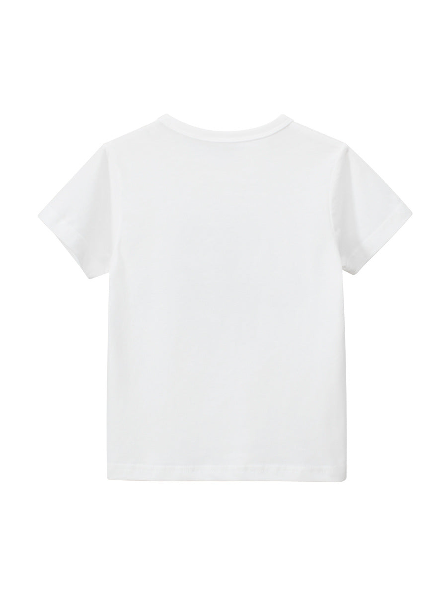 Boys’ Cartoon Shark Pattern T-Shirt In European And American Style