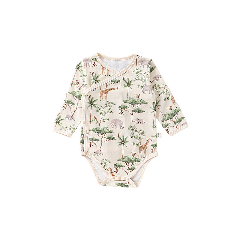 Autumn Hot Selling Baby Unisex Cartoon Animals Pattern Onesies with Hat-2