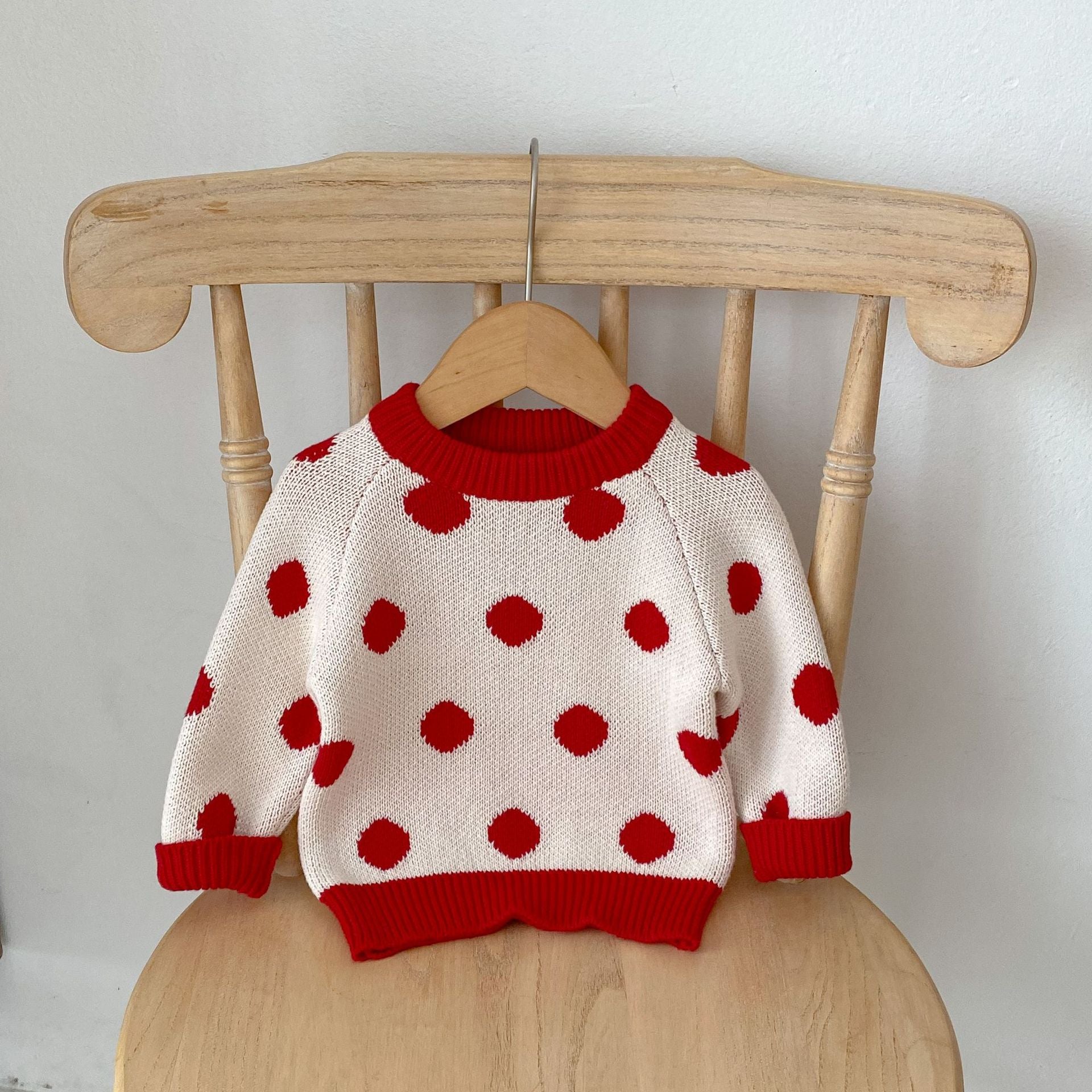 Baby Solid Color Jumpsuit or Dot Graphic Crewneck Sweater-4