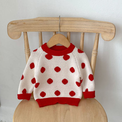 Baby Solid Color Jumpsuit or Dot Graphic Crewneck Sweater-4