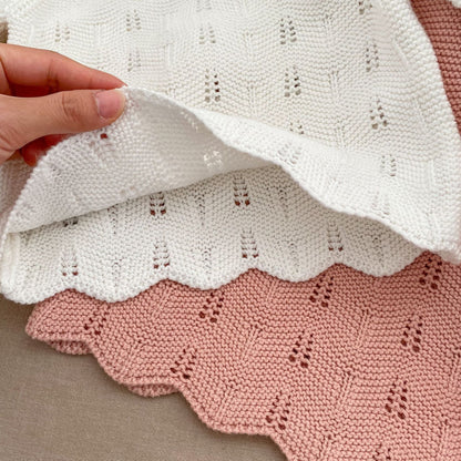 Autumn Hollow Carved Design Solid Color Knitted Sets