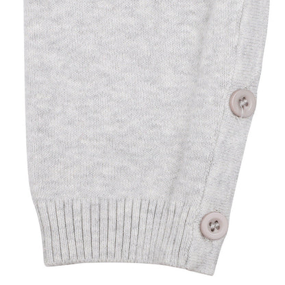 Baby Girl Solid Color Ruffle Collar Long Sleeves Knit Simple Jumpsuit-4