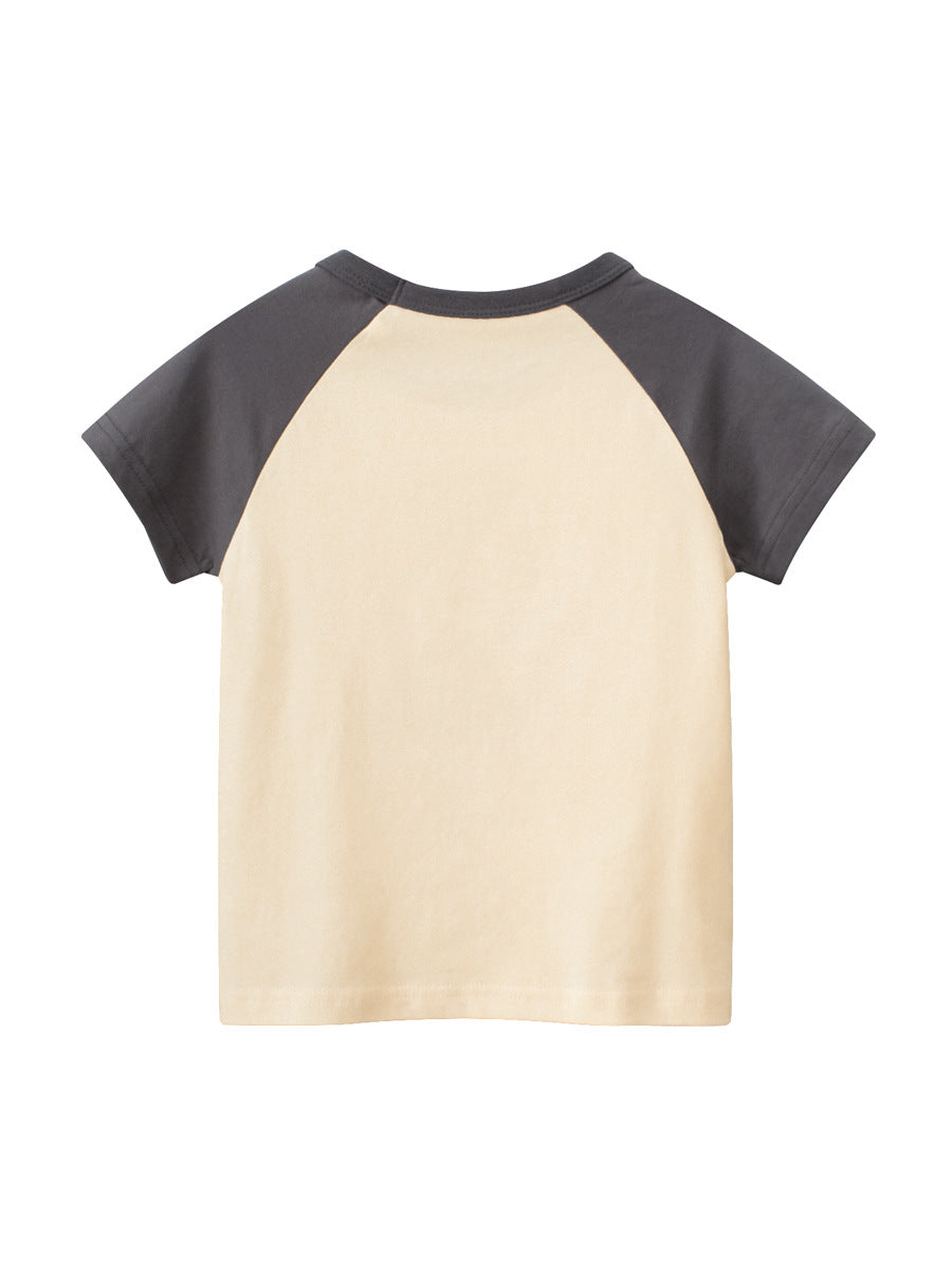 Boys’ Dinosaur And Lion Cartoon Print T-Shirt In European And American Style-4