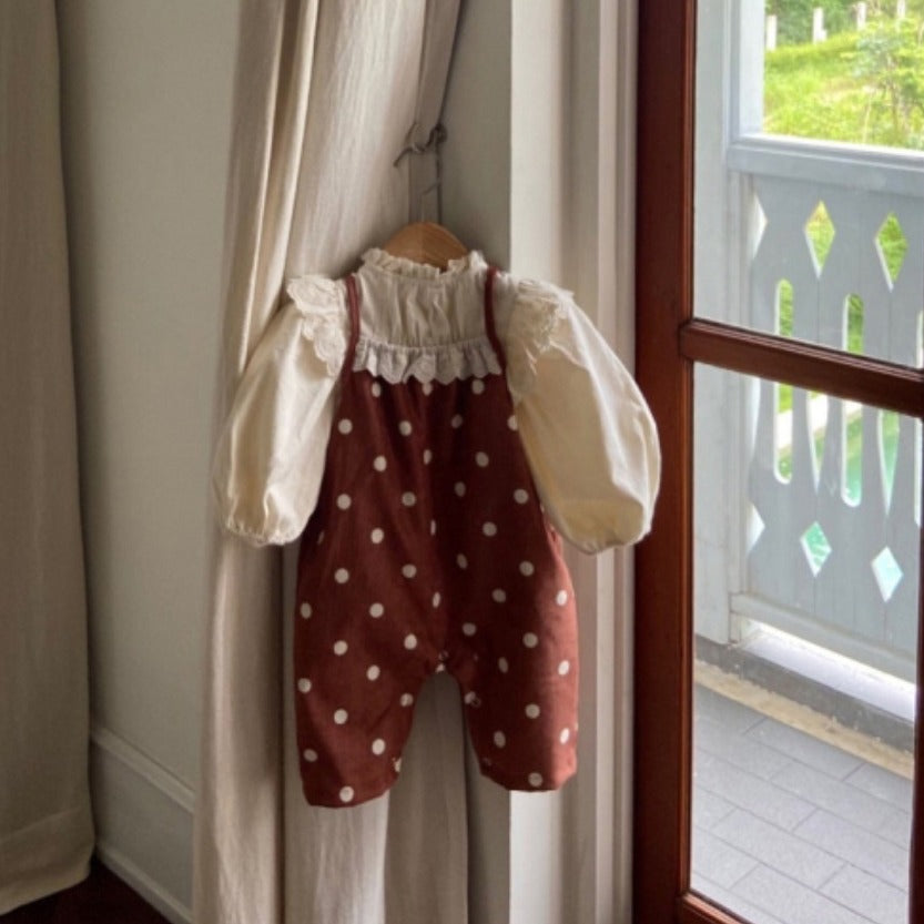Spring Baby Kids Girls Polka Dots Overalls Design Romper
