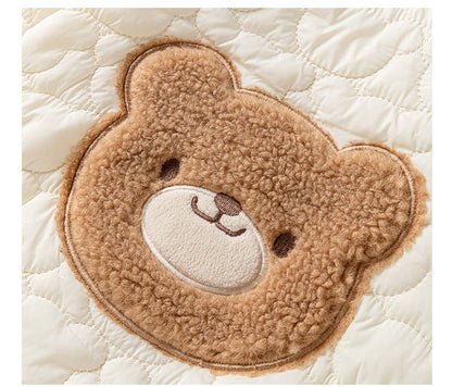 Baby Teddy Bear Cartoon Knitted Onesie With Hat&Fluffy Ball Pants Clothing Set