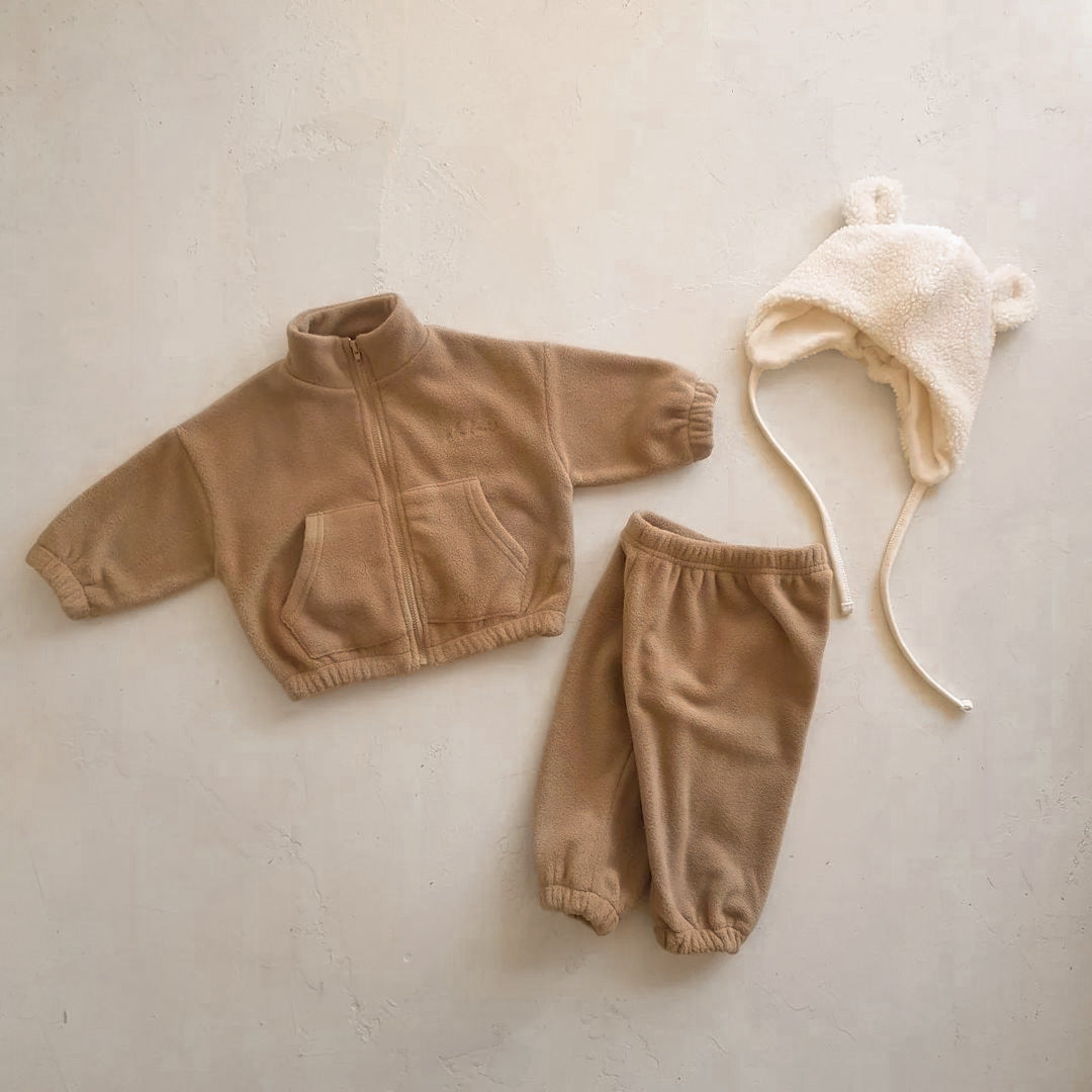 Baby Unisex Jacquard And Solid Two Kinds Fashion Thick Warm Two Pieces Sets