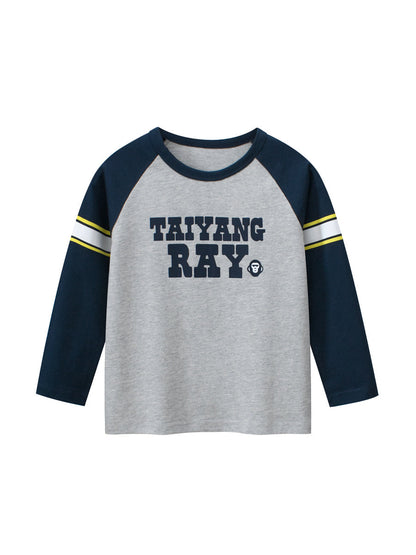 Autumn Baby Boys Letters Print Striped Long Sleeves Crew Neck Base Top Shirt-0