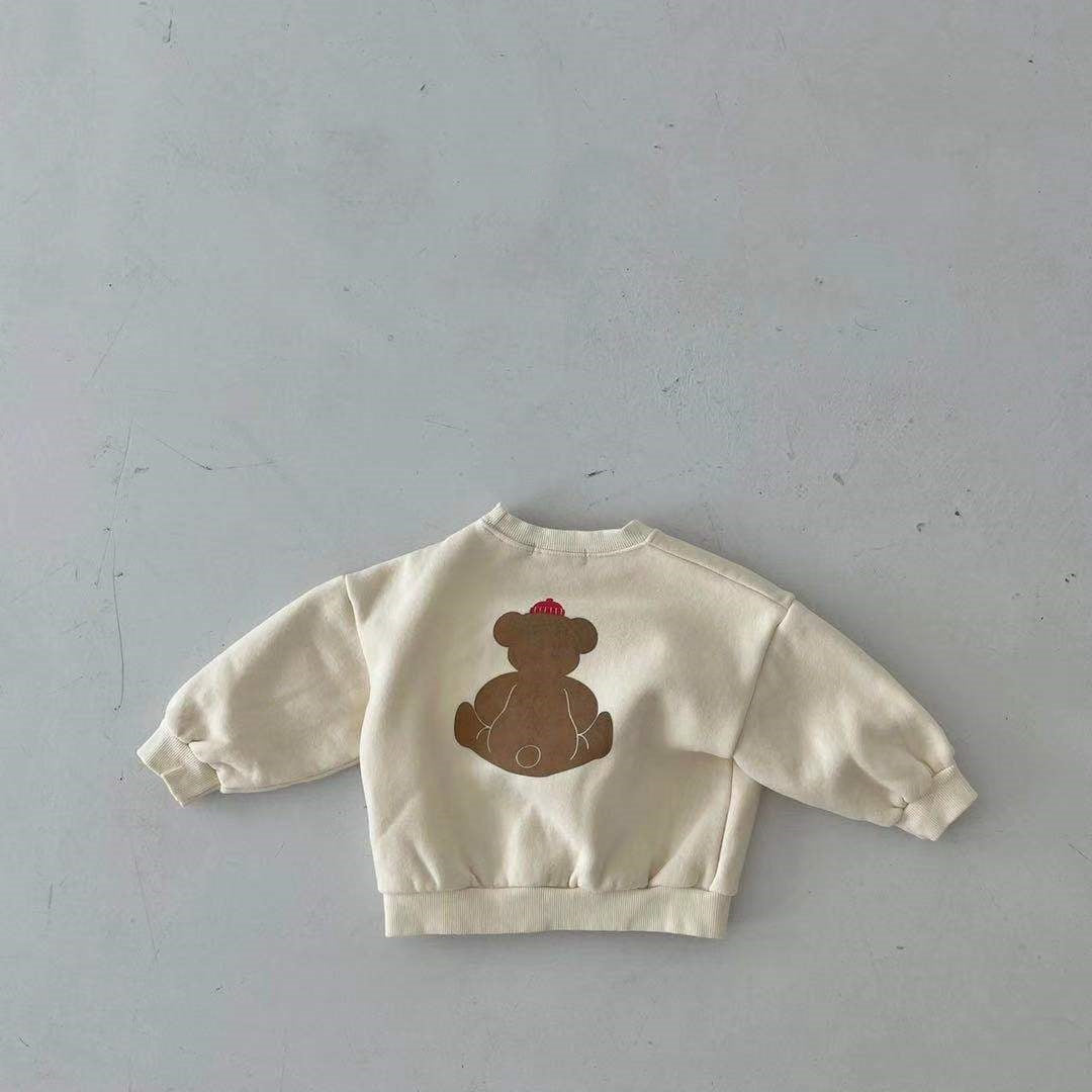 Baby Cartoon Bear Graphic Long Sleeves Cotton Casual Hoodies