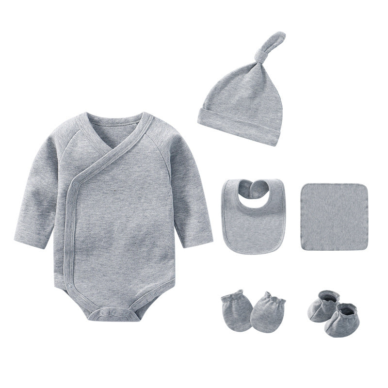 Newborn Solid Color Cotton Bodysuit Thin Style Sets-5