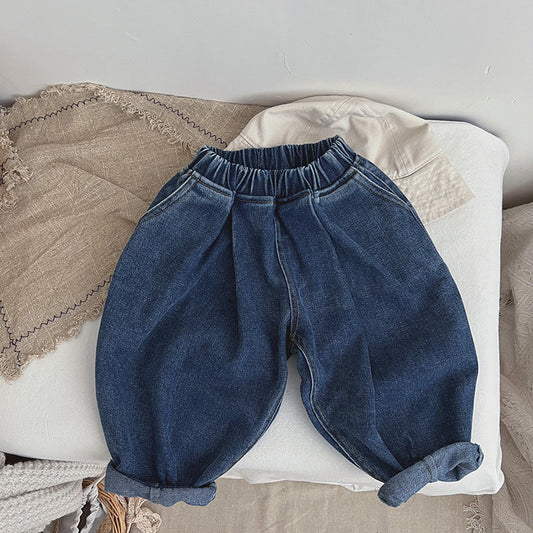 Baby Demin Blue Loose Quality Fashion Spring Autumn Pants-0