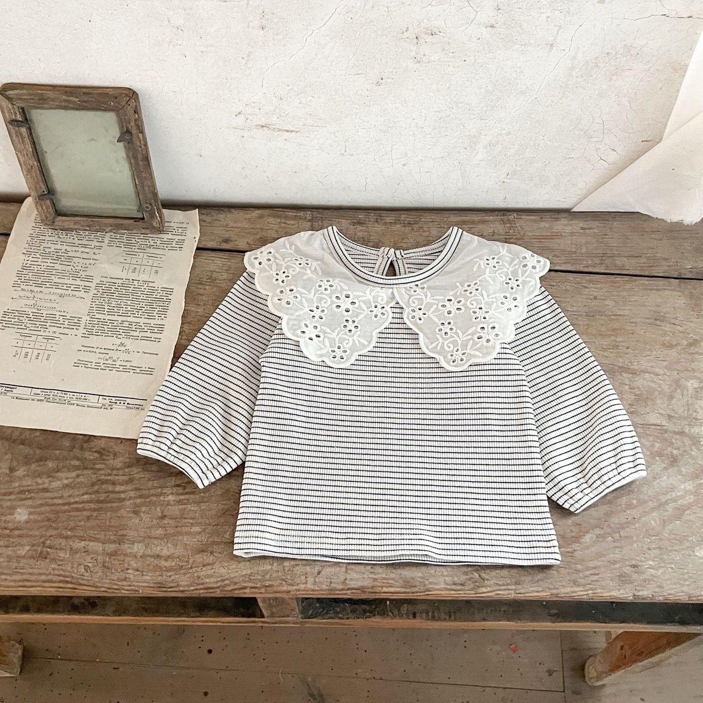 Spring Baby Kids Girls Hollow-Out Collar Top And Flared Pants Clothing-6