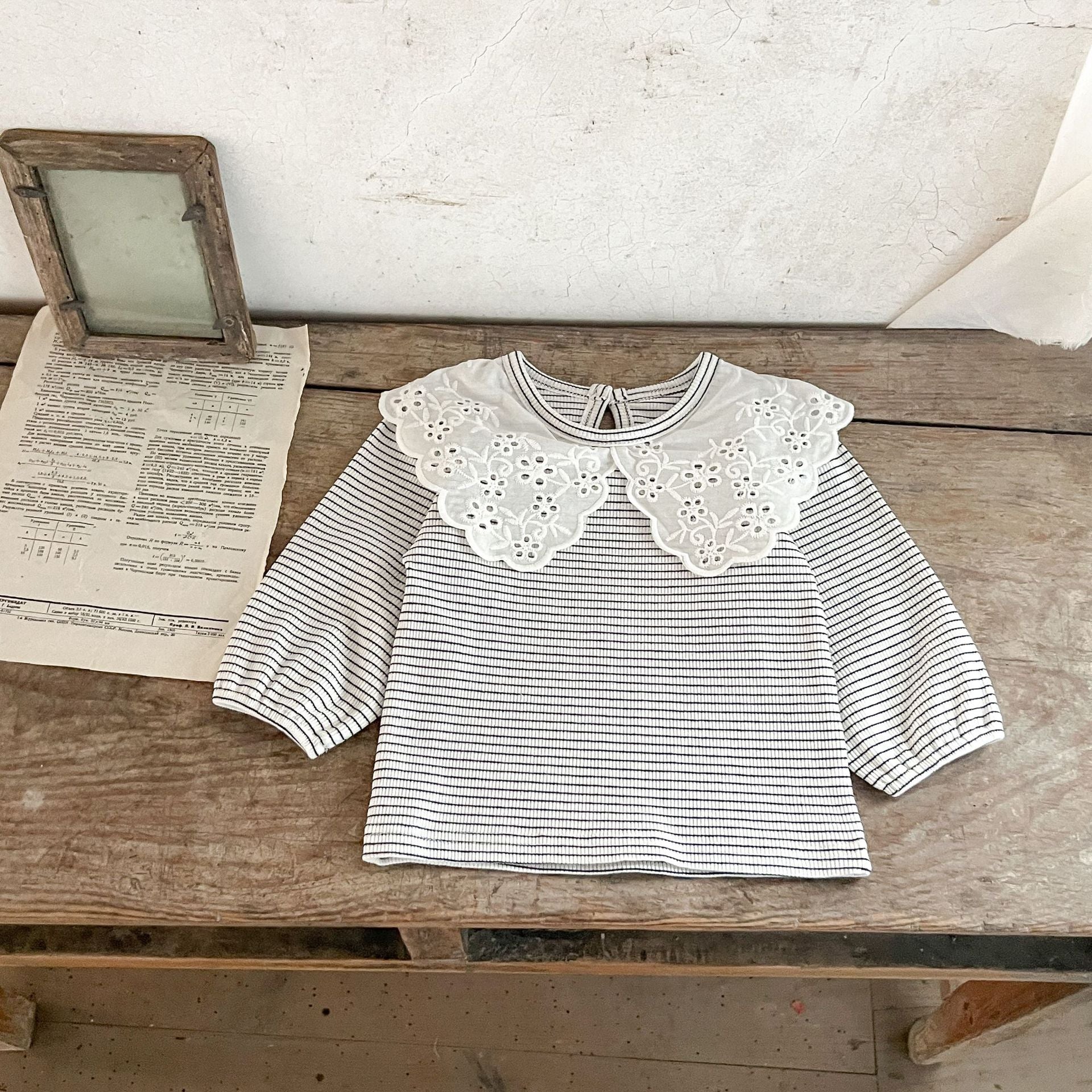 Spring Baby Kids Girls Hollow-Out Collar Top And Flared Pants Clothing-6