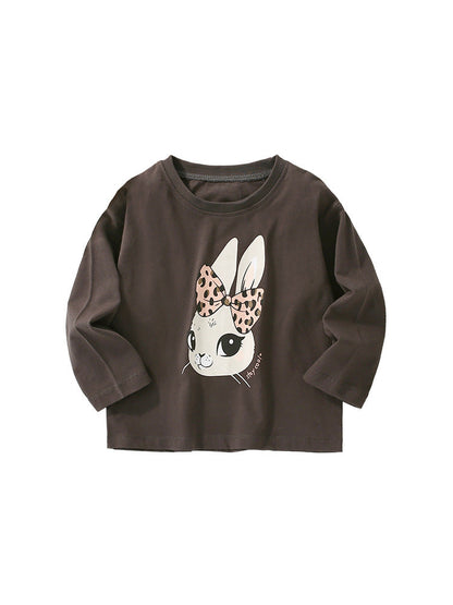 Baby Girl In New Autumn Cartoon Pattern Crewneck Casual Shirts