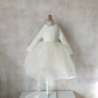 Baby Solid White Mesh Princess Formal Dress
