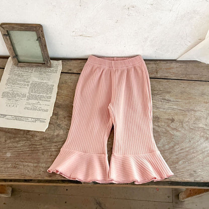 Spring Baby Kids Girls Hollow-Out Collar Top And Flared Pants Clothing-7