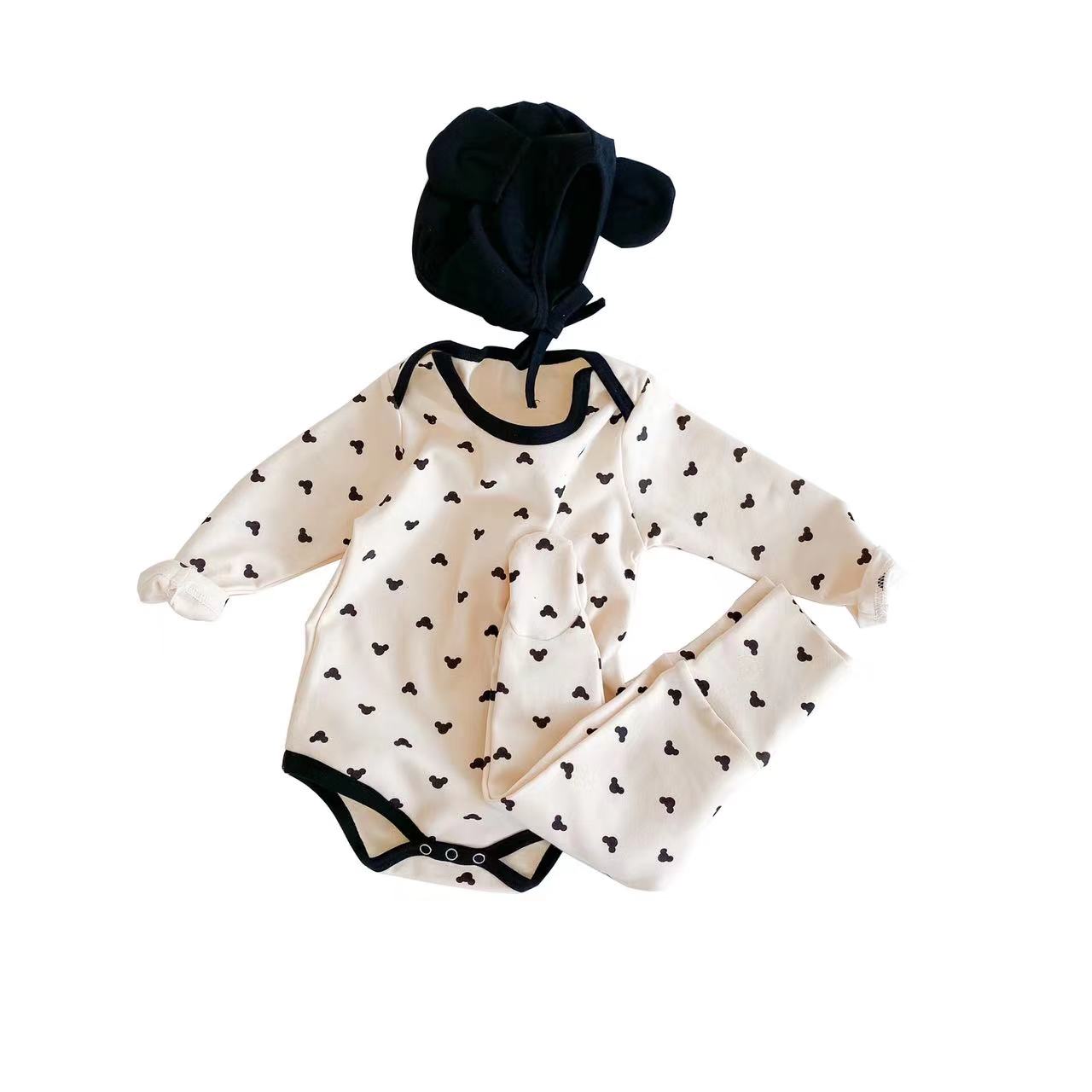 Baby Cartoon Print Pattern Soft Onesies Combo Trousers Sets-5