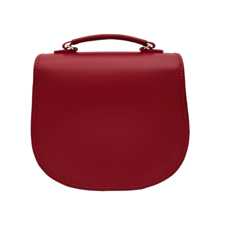 Handmade Leather Twist Lock Saddle Bag - Red-3