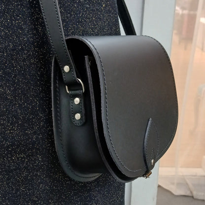 Handmade Leather Saddle Bag - Black-3