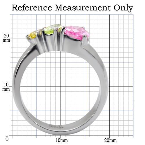 TK091 - High polished (no plating) Stainless Steel Ring with AAA Grade CZ in Multi Color