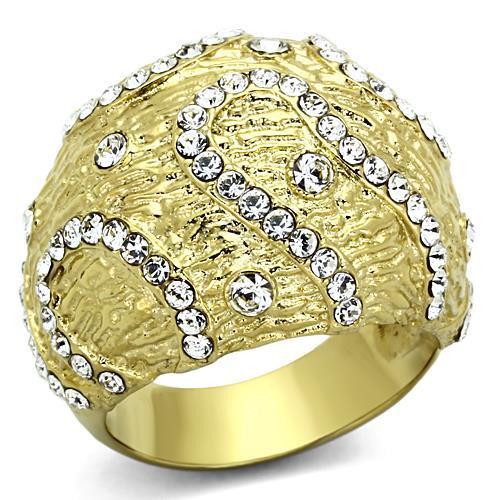 TK1419 - IP Gold(Ion Plating) Stainless Steel Ring with Top Grade Crystal in Clear