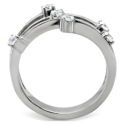 TK173 - High polished (no plating) Stainless Steel Ring with Top Grade Crystal in Clear