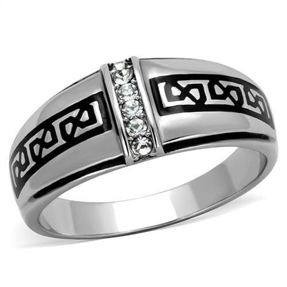 TK1801 - High polished (no plating) Stainless Steel Ring with Top Grade Crystal in Clear