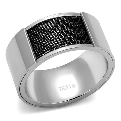 TK2923 - High polished (no plating) Stainless Steel Ring with Epoxy in Jet