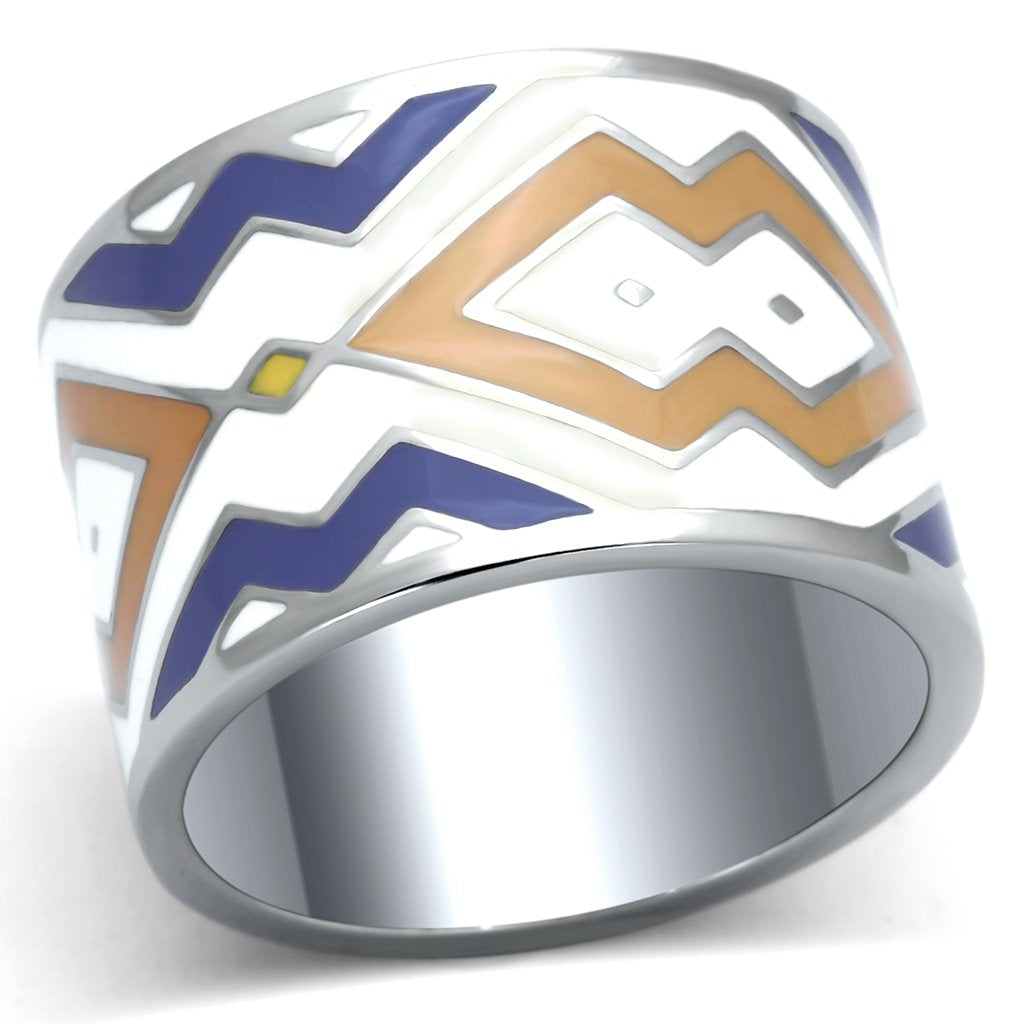 TK841 - High polished (no plating) Stainless Steel Ring with Epoxy in Multi Color