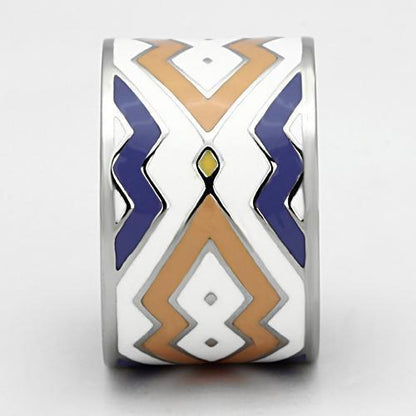 TK841 - High polished (no plating) Stainless Steel Ring with Epoxy in Multi Color