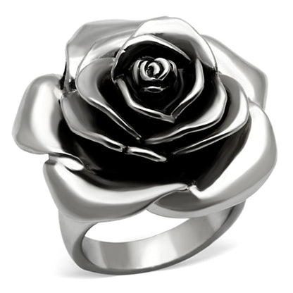TK923 - High polished (no plating) Stainless Steel Ring with Epoxy in Jet