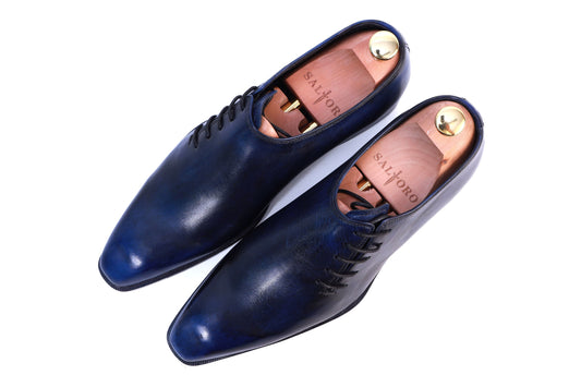 Tyler- Navy Whole cut Oxford Shoes-0