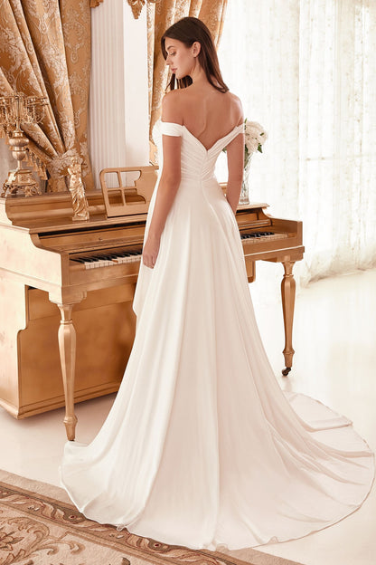 DRAPED OFF THE SHOULDER BRIDAL GOWN WITH OVERSKIRT CDWN315-3