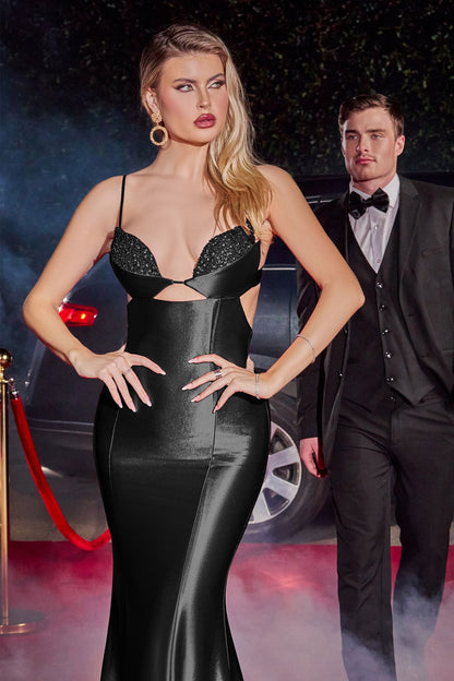 SATIN GOWN WITH EMBELLISHMENT CDY030-2